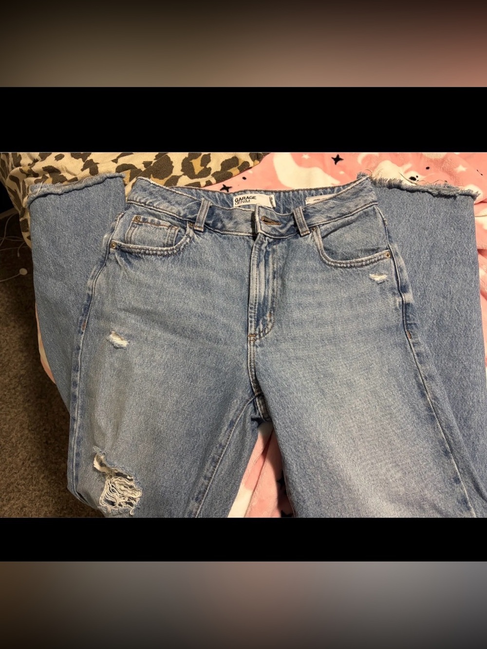 Garage Light Blue Distressed Wide leg Jeans